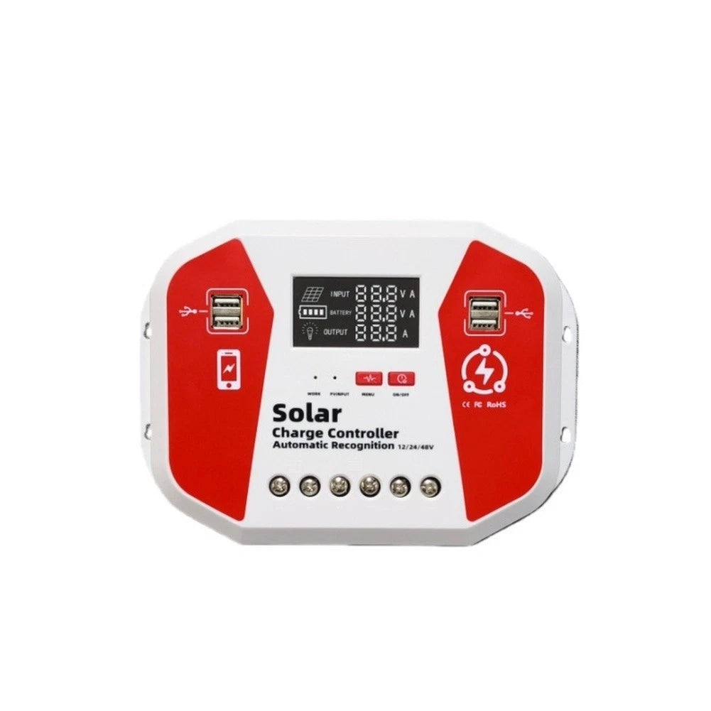 60A Solar Charge Controller for 12V 24V 48V Systems with LCD Display