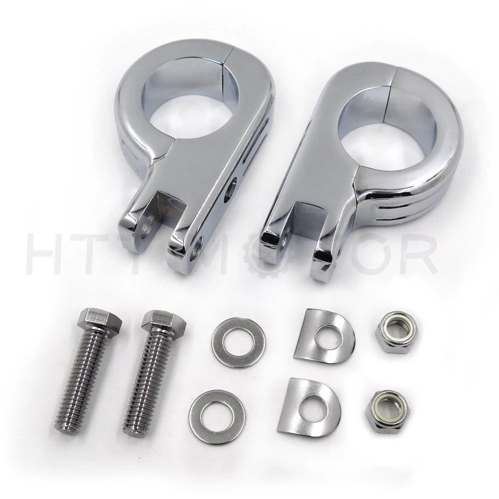 Set of 2 Chrome Foot Peg Mounts for Harley (1.5" Engine Guard)