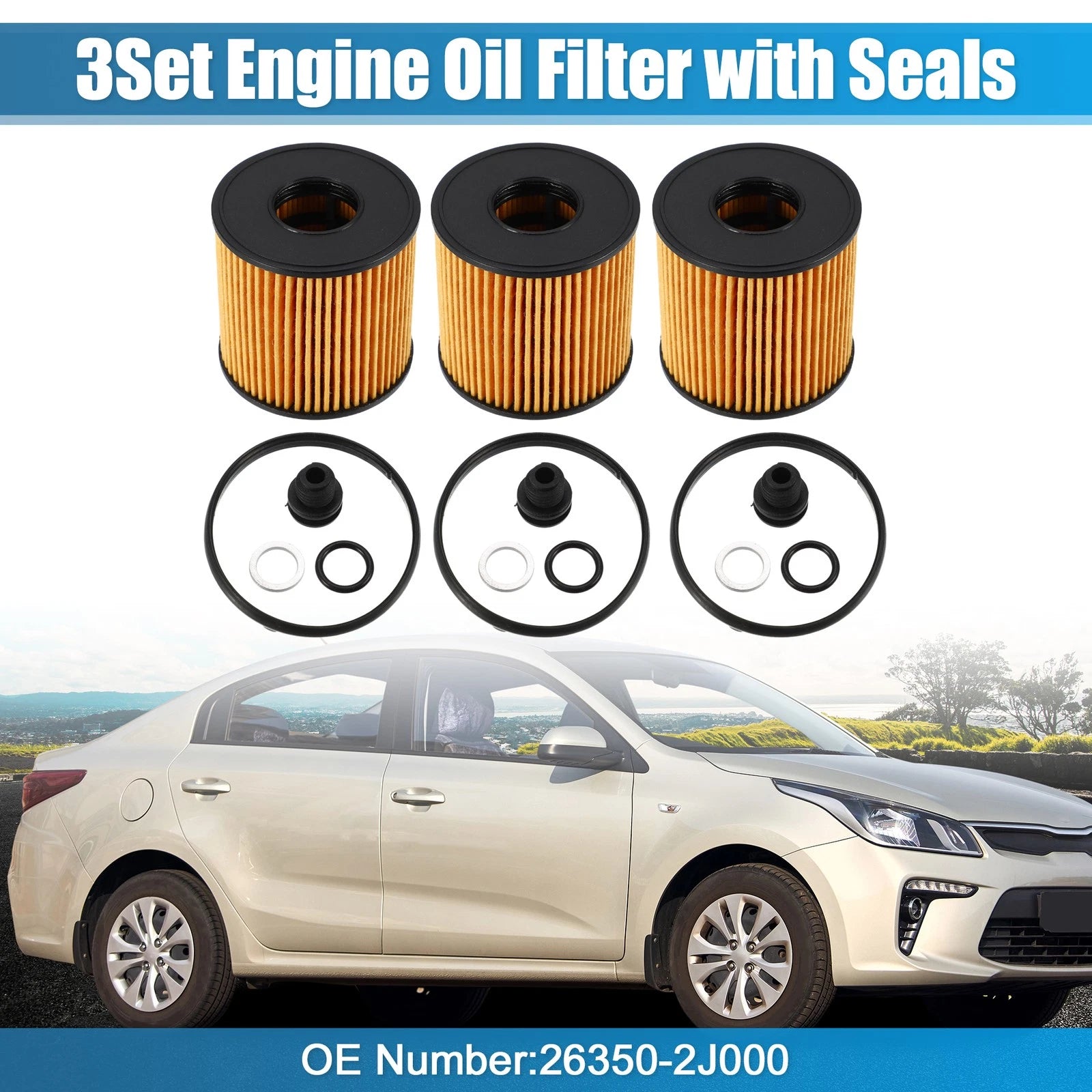 Engine Oil Filter Replacement for Hyundai Elantra 2.0L (2021–2022) 3 Pack