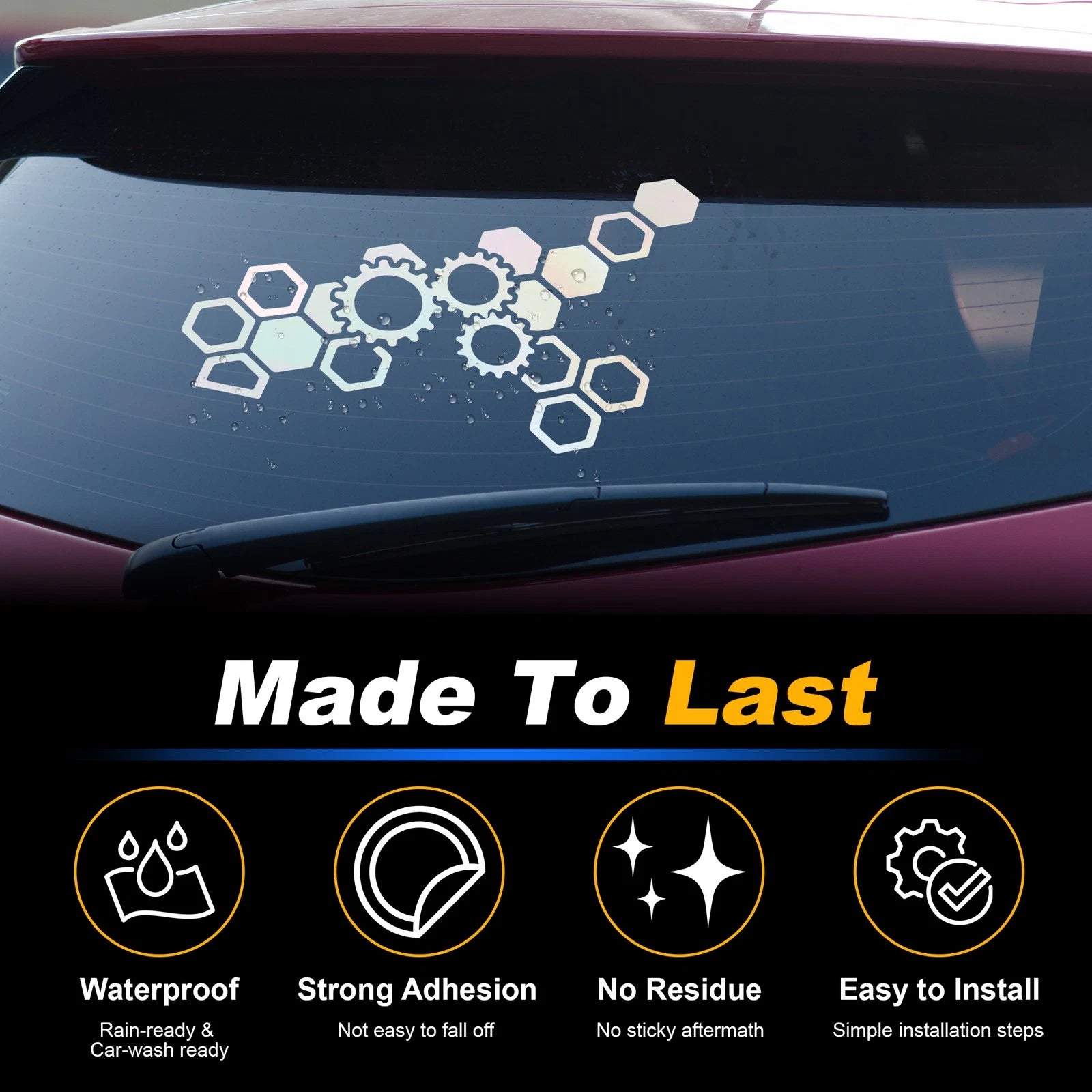 Reflective Bumper Decal for - Honeycomb Hexagon