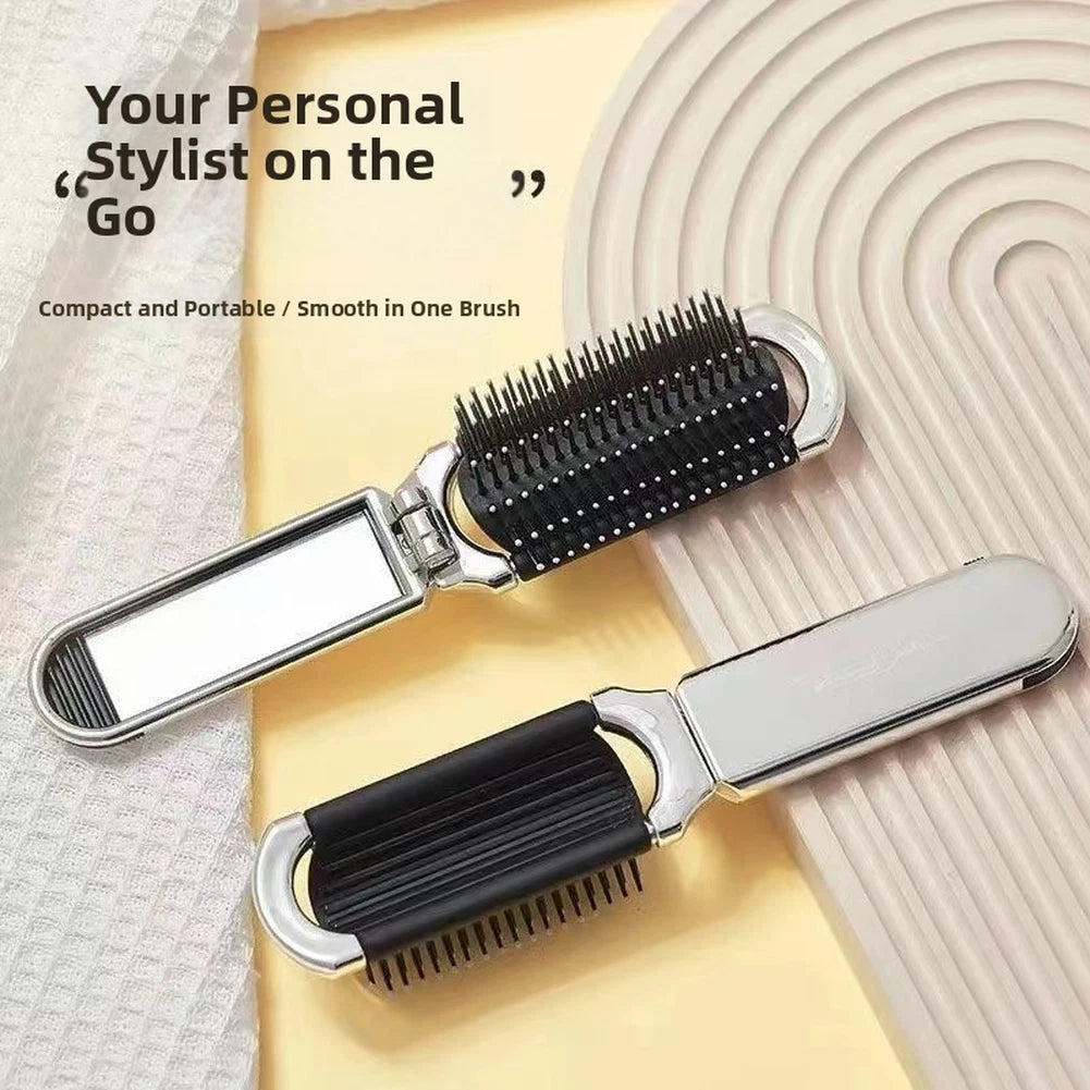 Folding Comb with Mirror for Travel Gym Office Use (11 x 4 x 3 cm)