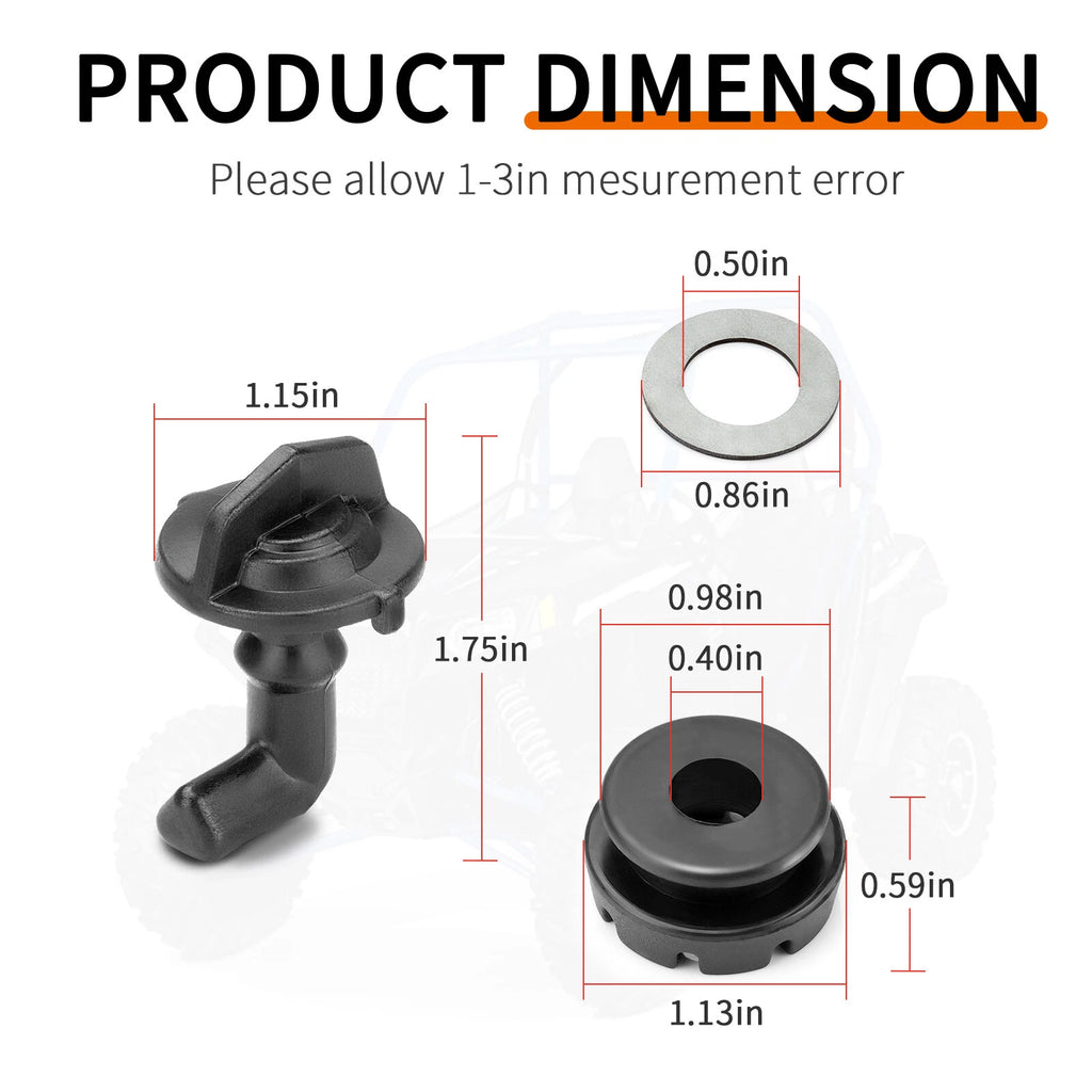 Hood Latch Toggles + Grommets Washer Kit for Polaris RZR 570/800/S 800/4 800 (2010–2021)