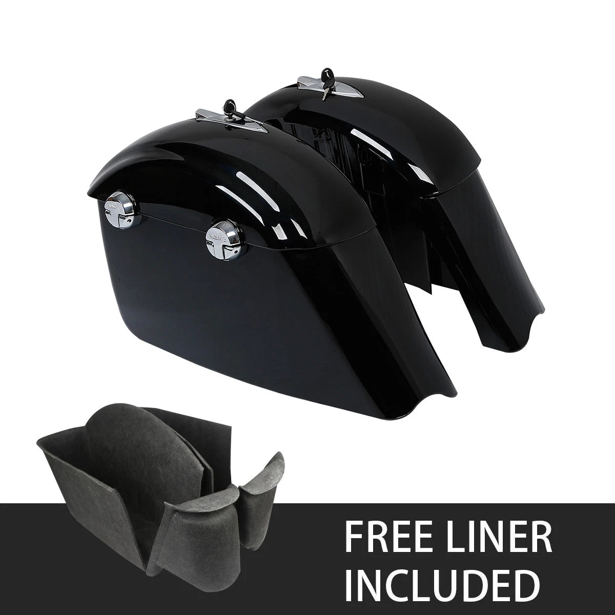 Black Saddlebag Electronic Latches & Carpet Liner for Indian Chieftain (2014–2018)