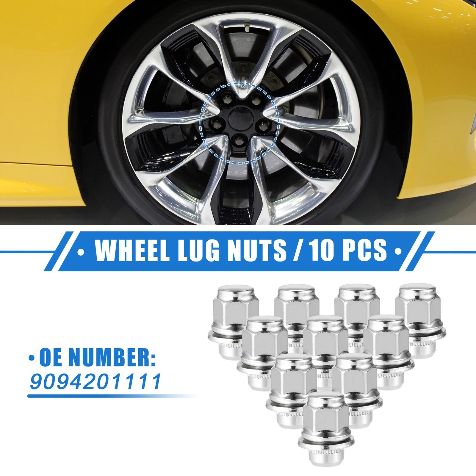 10 Pcs Wheel Lug Nuts Replacement for Lexus LS460 LC500 (2007–2021)