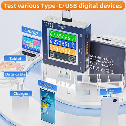 Digital Voltage Current Power Tester TU13 for Automotive (4.5V–50V, 12A)