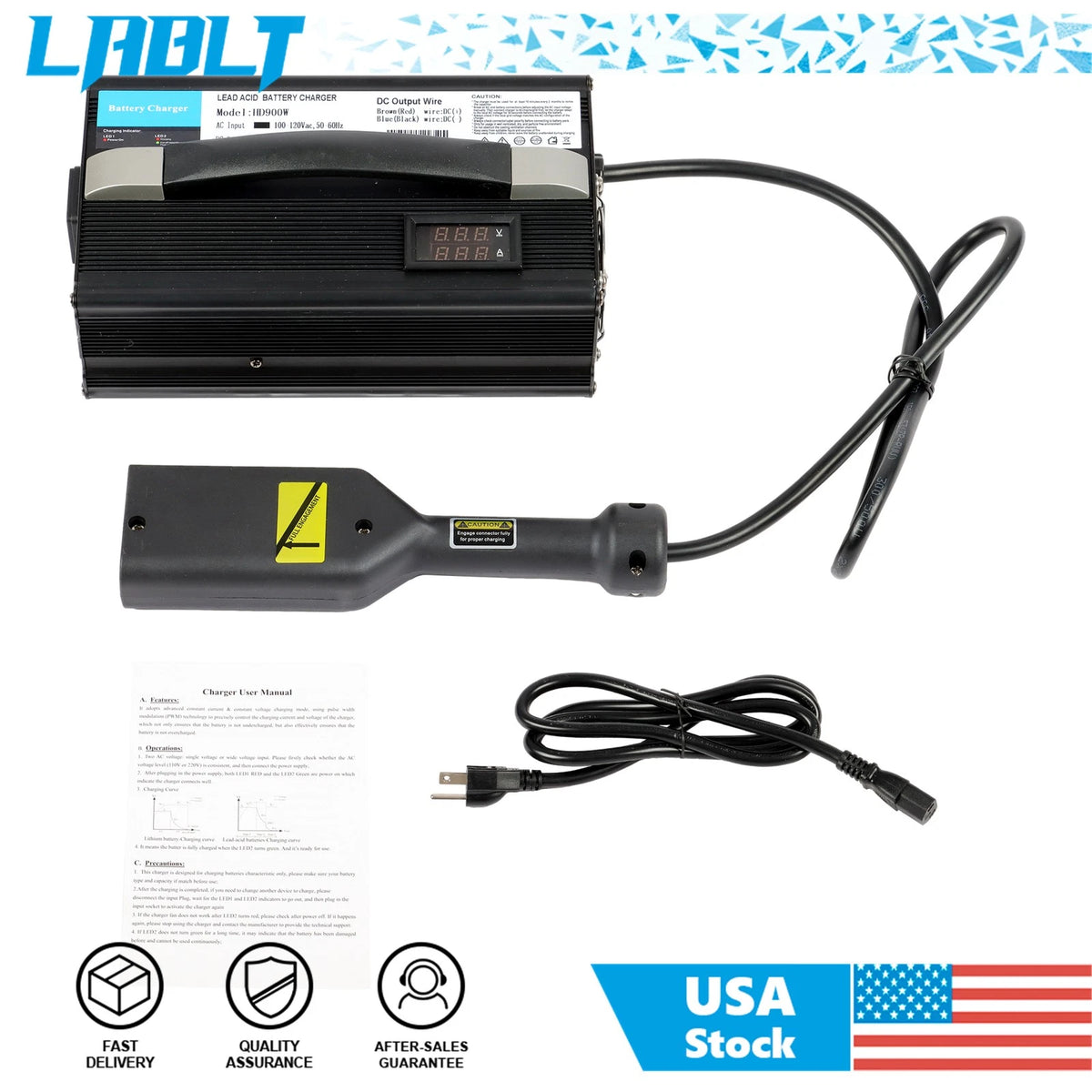 D-Style Plug for EZGO TXT Golf Cart (1996–Present) 36V 20A Charger