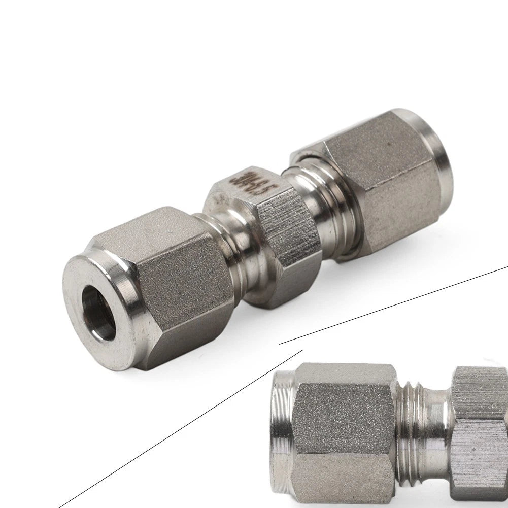 1Pc 1/4" 6.5mm Equal OD Straight Through Ferrule Pipe Tube Connector
