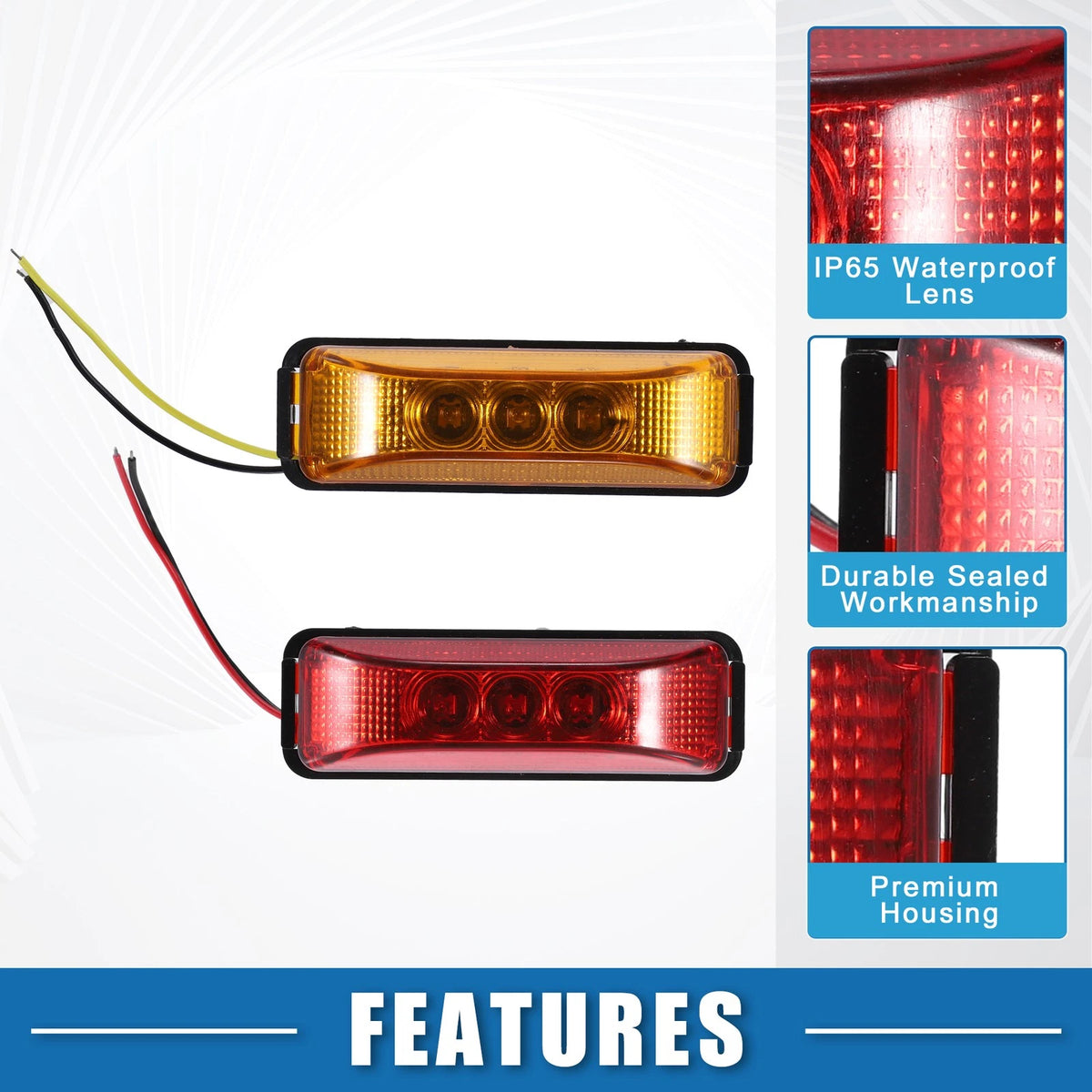Trailer LED Sealed Waterproof 4" Lights Amber Red Set for Truck RV (Set of 8)