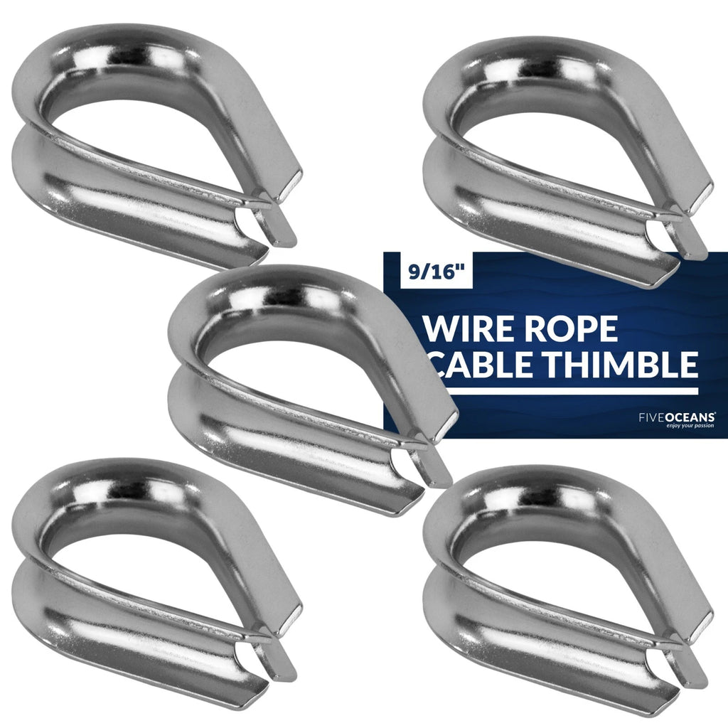 5-Pack Stainless Steel Thimble for 9/16" Wire Rope Cable - FO1446-M5