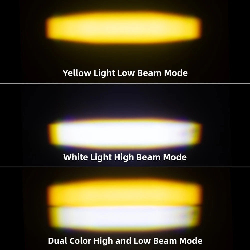 LED Headlight for Motorcycle (Dual Color White and Yellow)