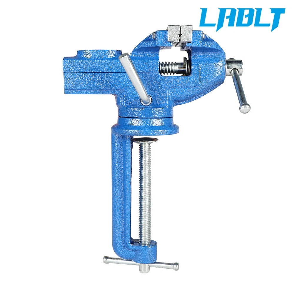 3" Bench Vise with Clamp Post and 360° Swivel Base for Universal Use