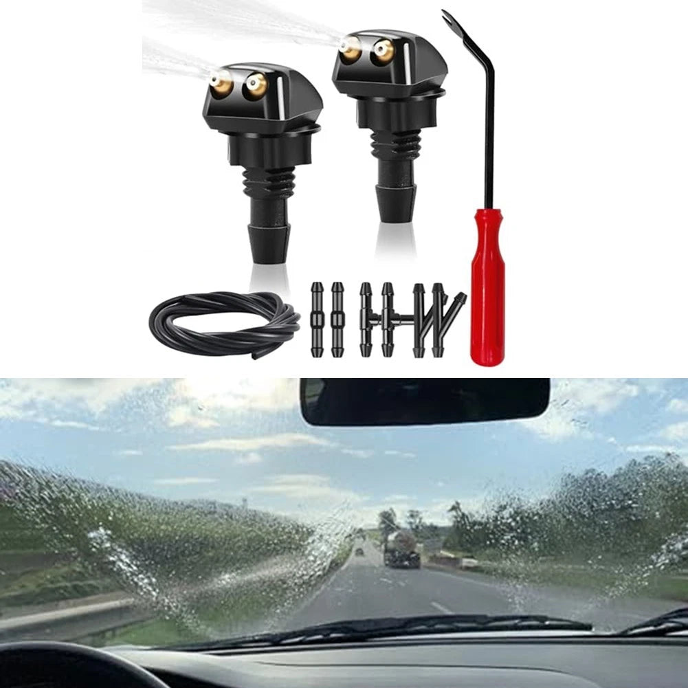 Front Windshield Washer Nozzles & Adapter Hose for
