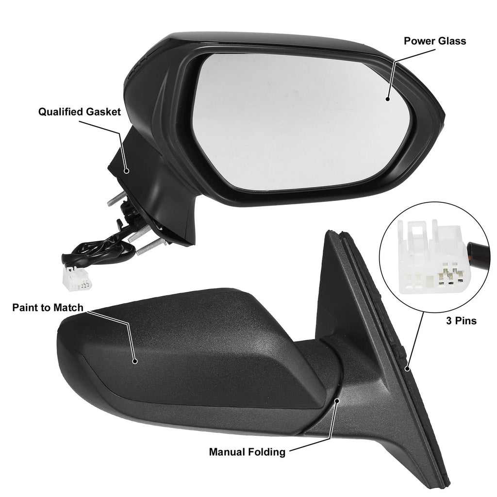 Right Side Door Mirror Assembly 3 Pin Replacement for Toyota Corolla (2020–2022)