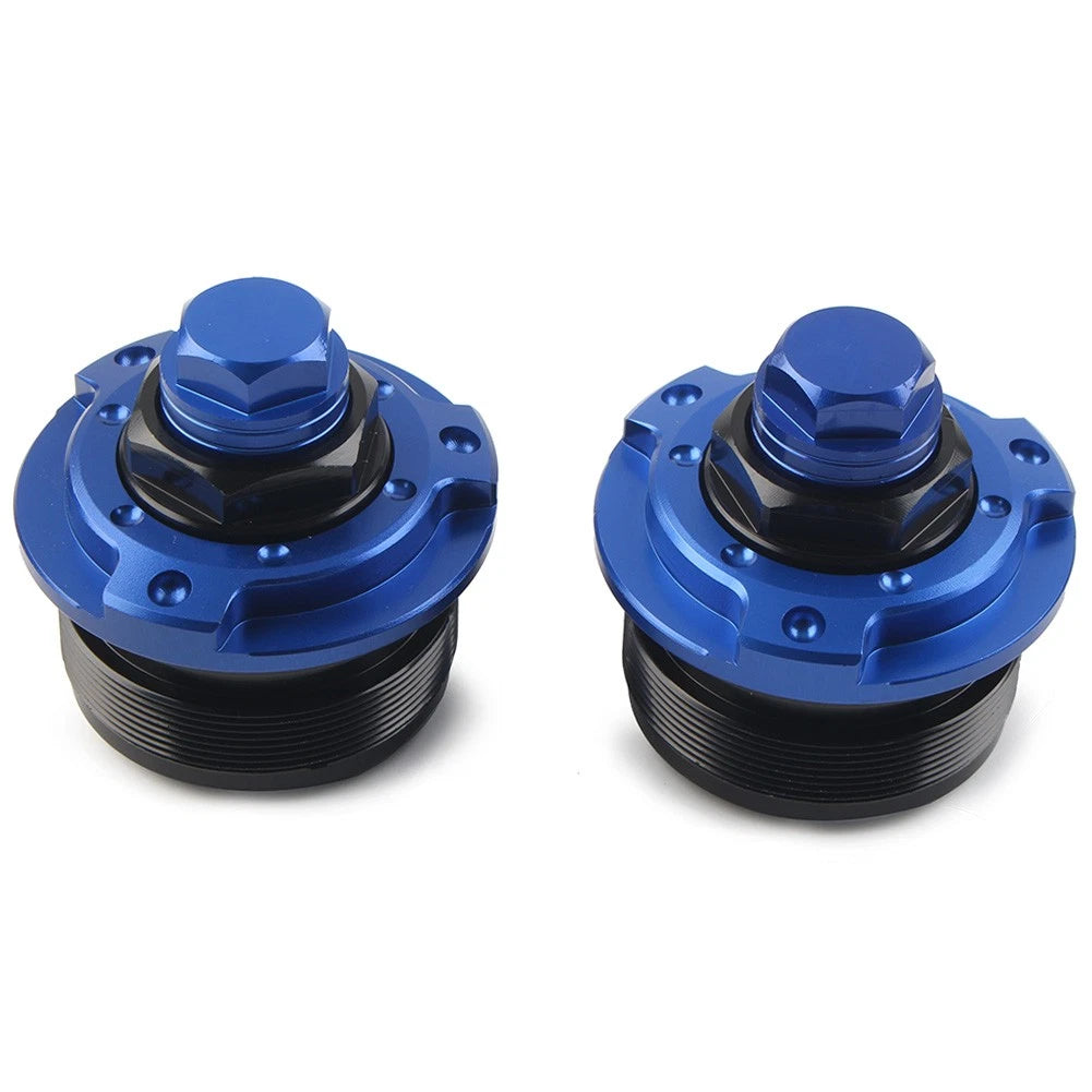 2X Front Fork Shock Adjusters 47MM for Yamaha R15 V3 (2017–2019) Blue