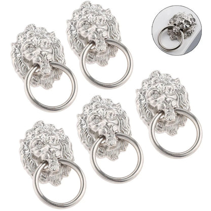 5X Zinc Alloy Lion Head Door Pull Handle Ring Drawer Cabinet Knob Hardware Decor