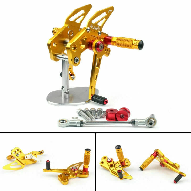 Aluminum Rearsets Footpeg Pedals for Kawasaki Z125 Pro (2016–2019) Gold T9