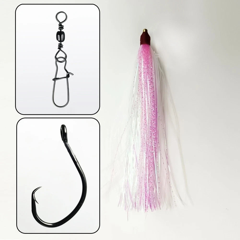 5/0 UV Silk Hooks with Swivel Snap for Boat Trolling