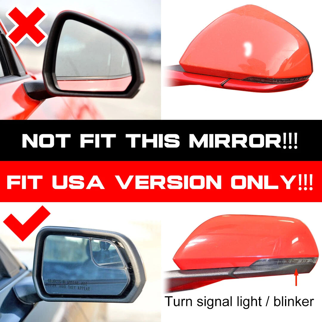 Real Carbon Fiber Side Mirror Cover Cap for Ford Mustang (2015–2022) with LED Signal