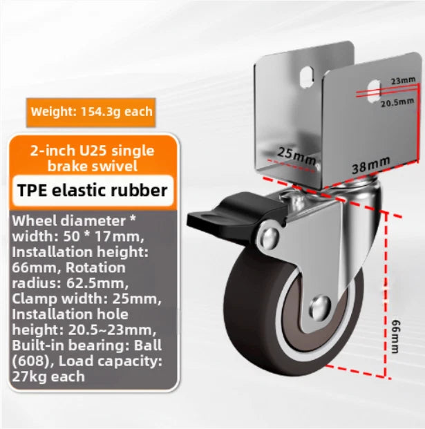 2X 2 Inch L Type Swivel Wheels for Crib and Table Legs