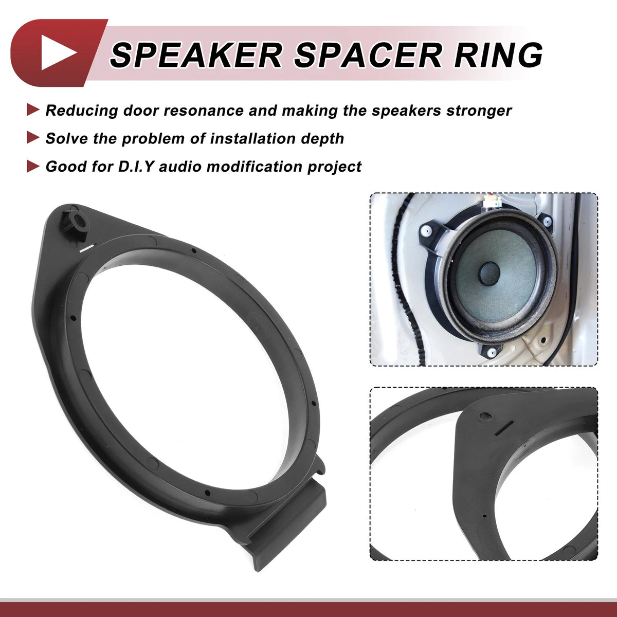 2X Speaker Spacer Ring Adaptor for Chevrolet Avalanche (2007–2020) 6.5" ABS