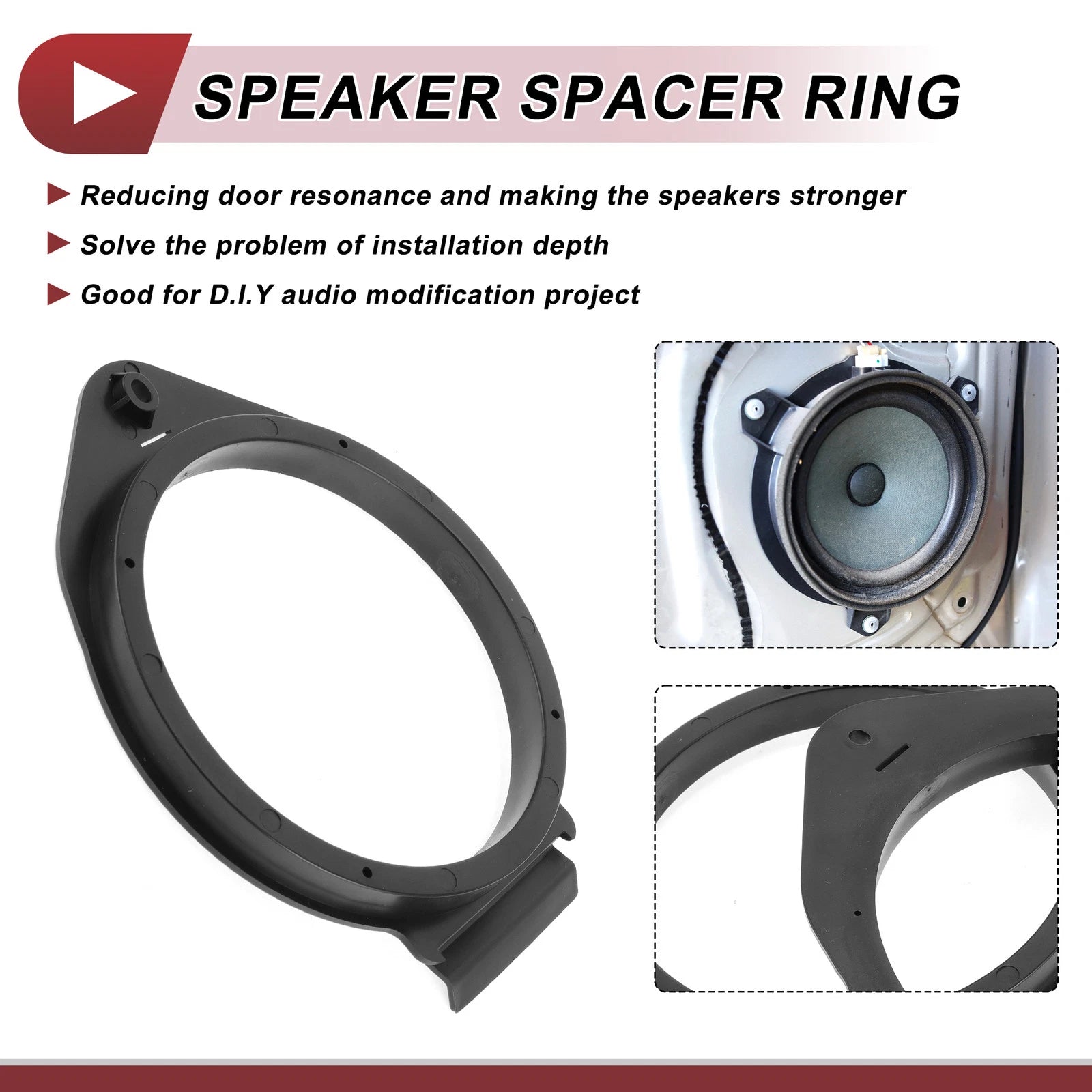 2X Speaker Spacer Ring Adaptor for Chevrolet Avalanche (2007–2020) 6.5" ABS