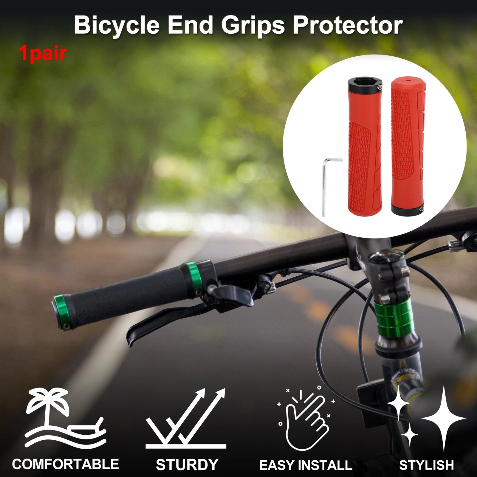 Bike Handlebar Grip Cover 135mm Lightweight MTB End Grips Protector 1 Pair