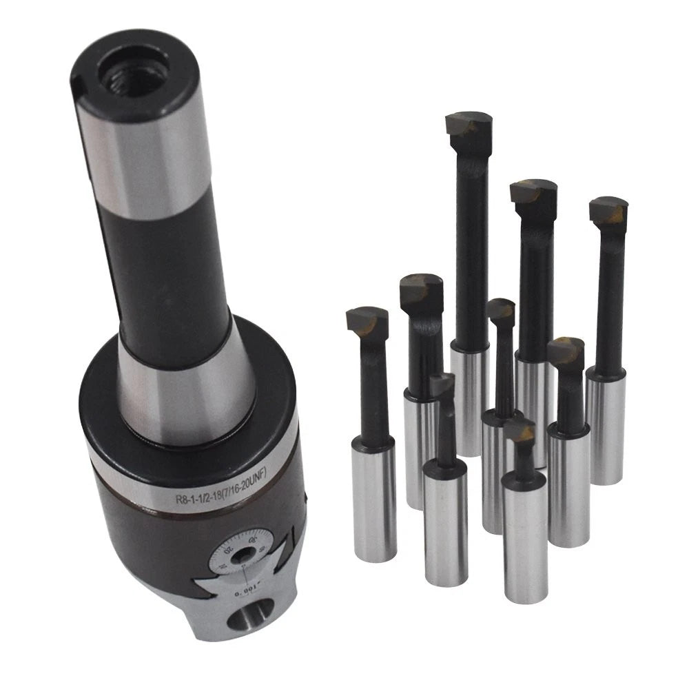 Set of 9 Boring Bars for Bridgeport Milling R8 Shank (Fits )