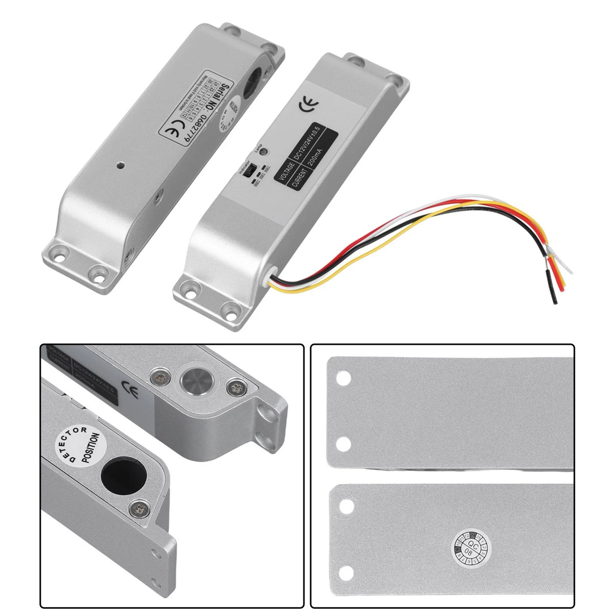 Electric Drop Bolt Lock for Wooden Door (Aluminium Alloy, Silver)