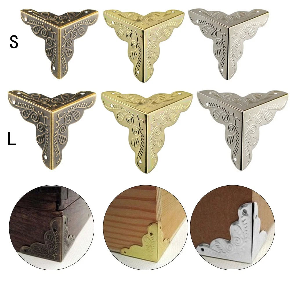 8/12/16Pcs Desk Corner Protector Retro Jewelry Box Furniture Edge Guard Hardware