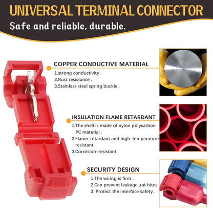 T-Tap Electrical Wire Terminals Quick Splice Connectors for Universal Use