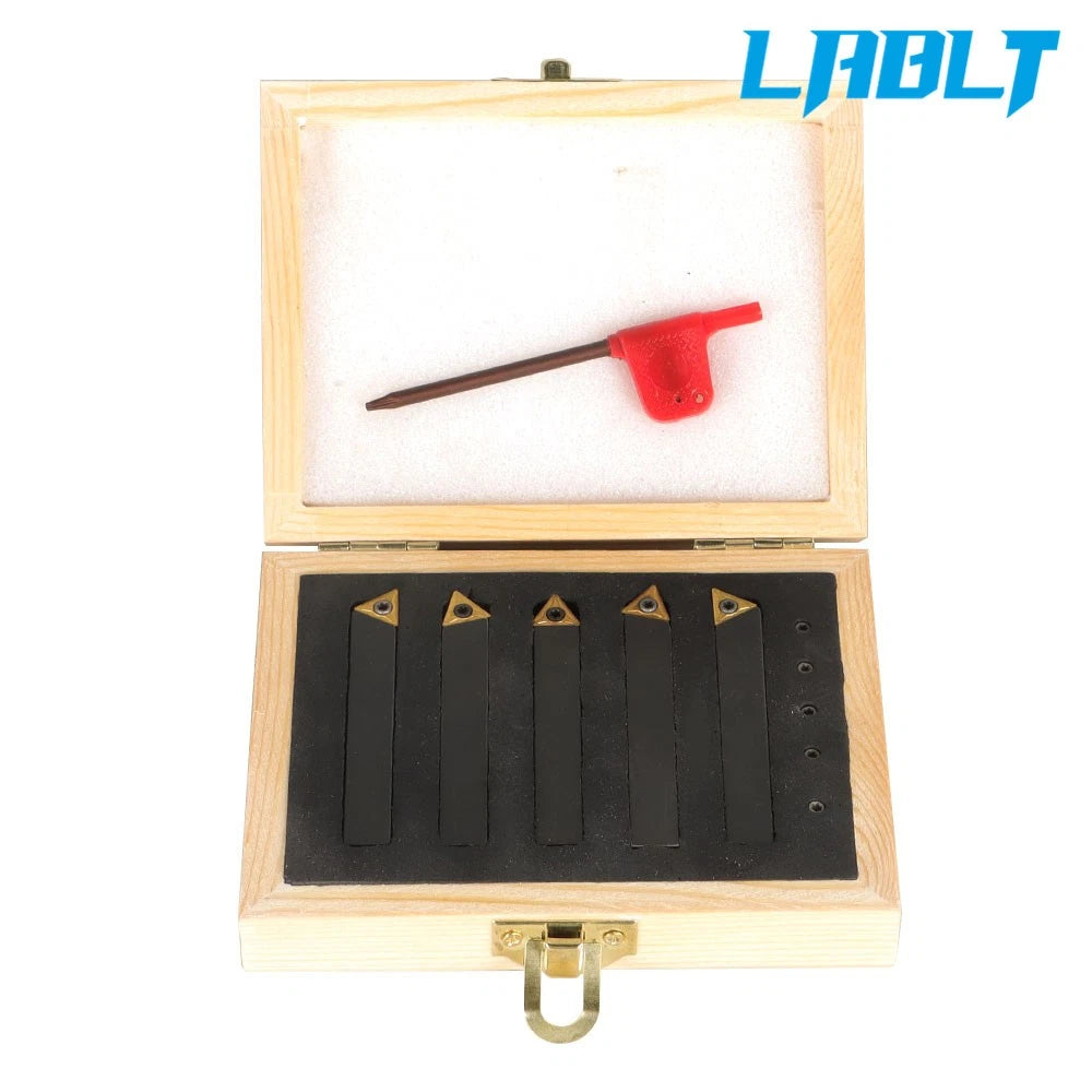 5X 3/8" Lathe Indexable Carbide Inserts + Turning Tool Holder Set
