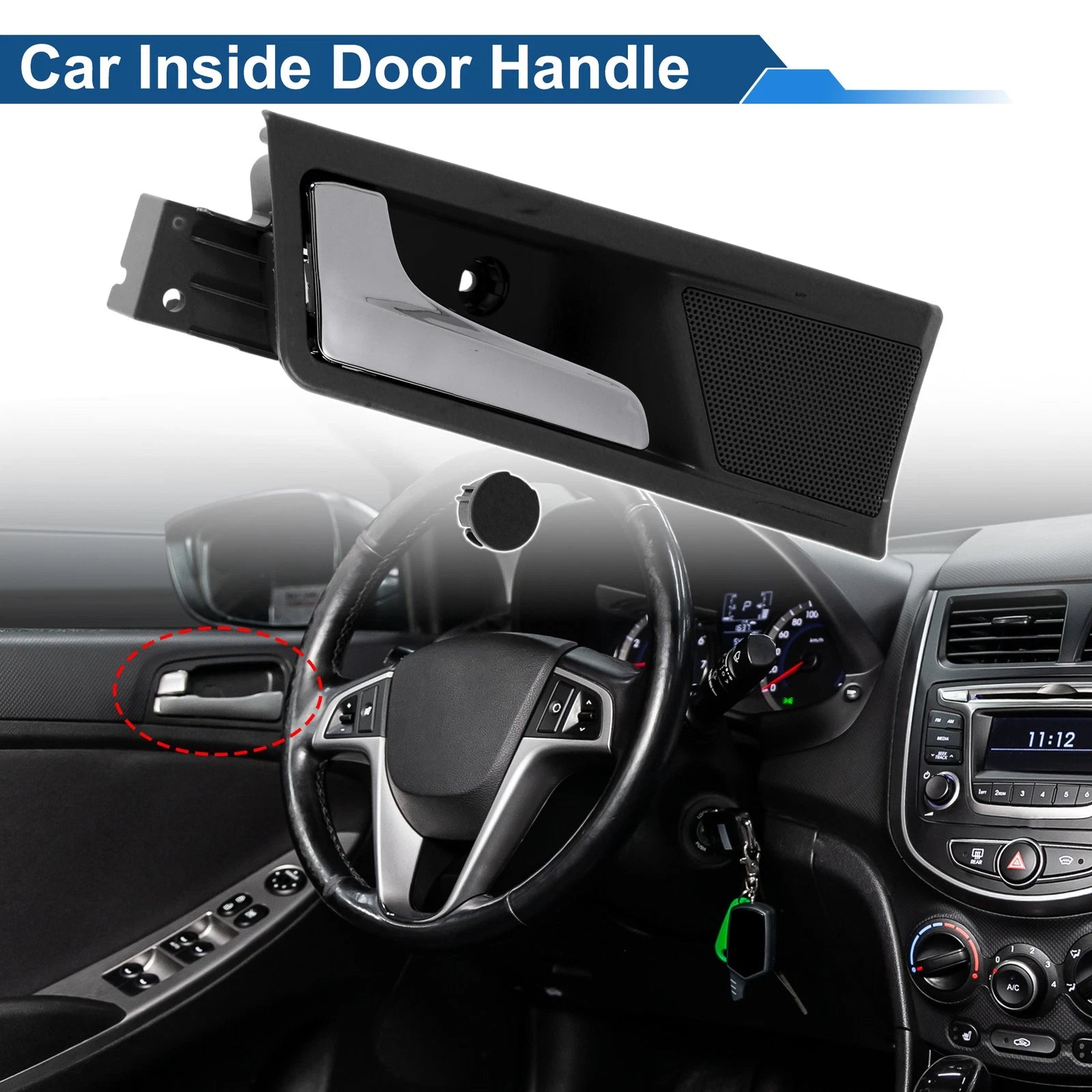 Front Passenger Side Interior Door Handle for Roewe 350 (2012–2015) Black Chrome