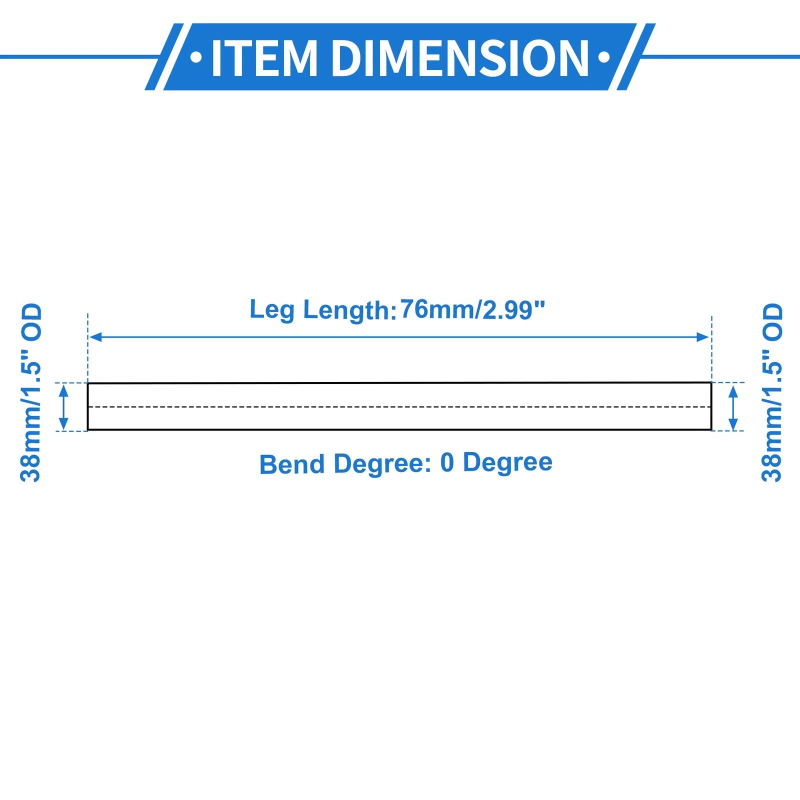 1.5" OD Intercooler Pipe for Universal Applications (0° Angle, 3" Length)