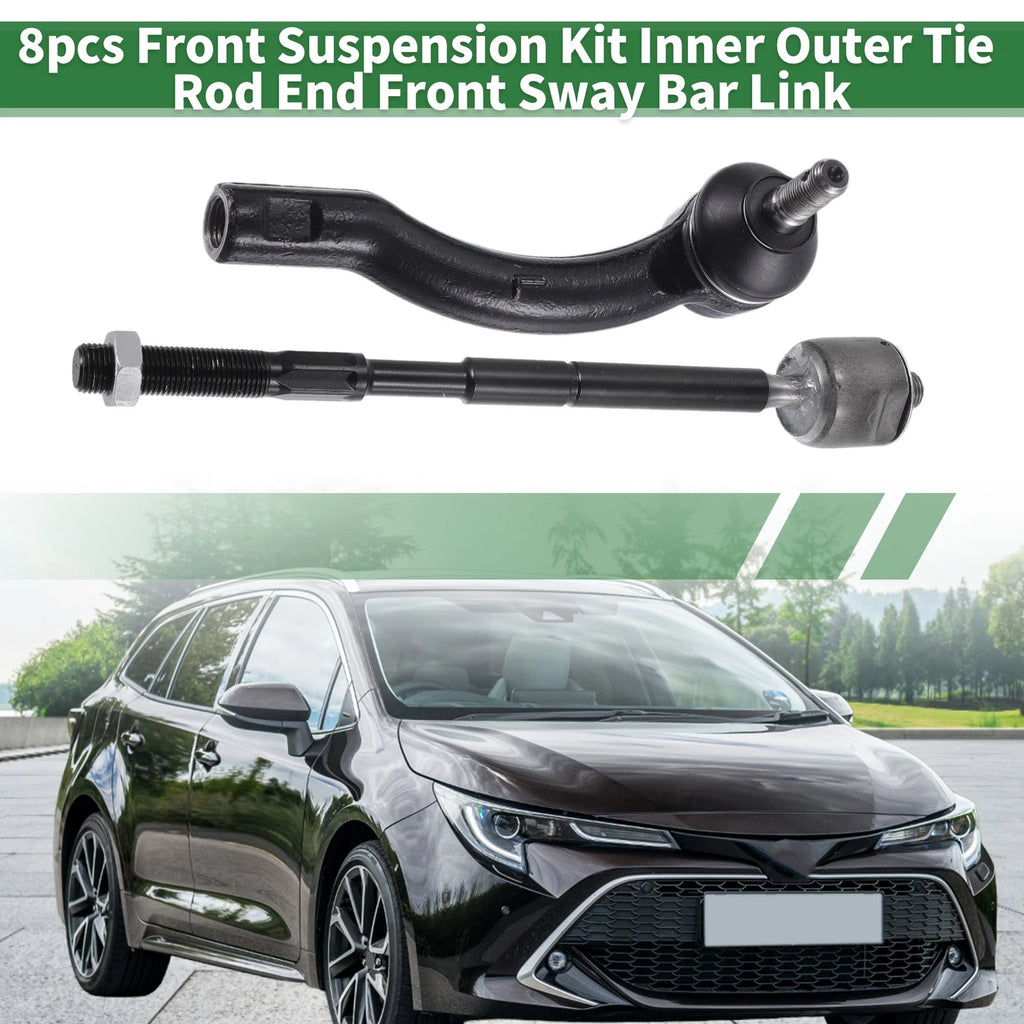 8pc Front Suspension Kit Tie Rod End and Sway Bar Link for Toyota Corolla (2003–2008)