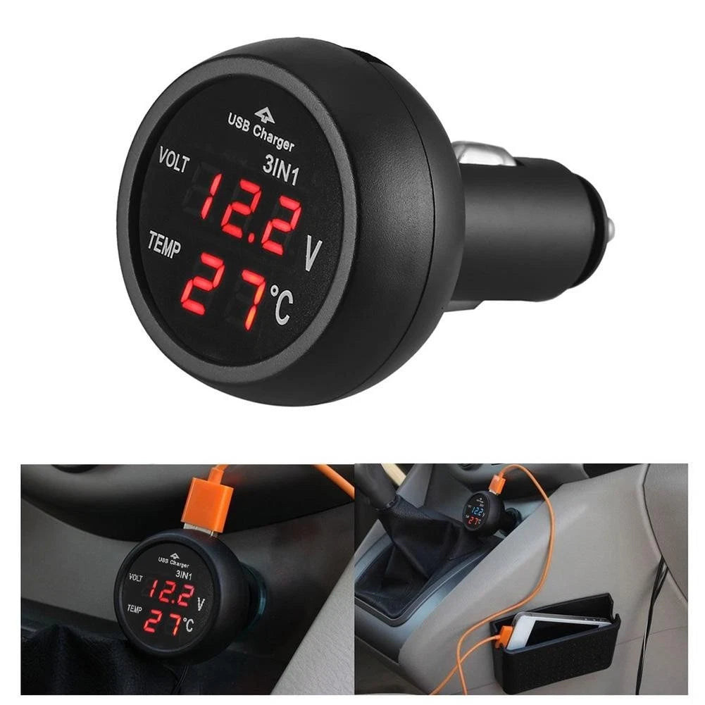 1 Pc Car Charger Voltmeter for Universal Use (LED Digital 7647mm)