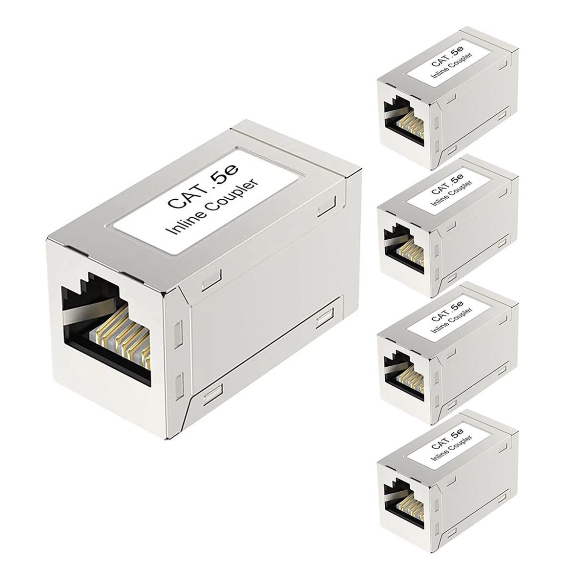 5Pcs Cat5e Inline Coupler RJ45 Female to Female Cable Extender Module