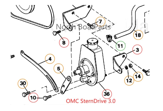 Power Steering Pump for Volvo Penta OMC 5.0 5.7 7.4 8.2 L (3850491)