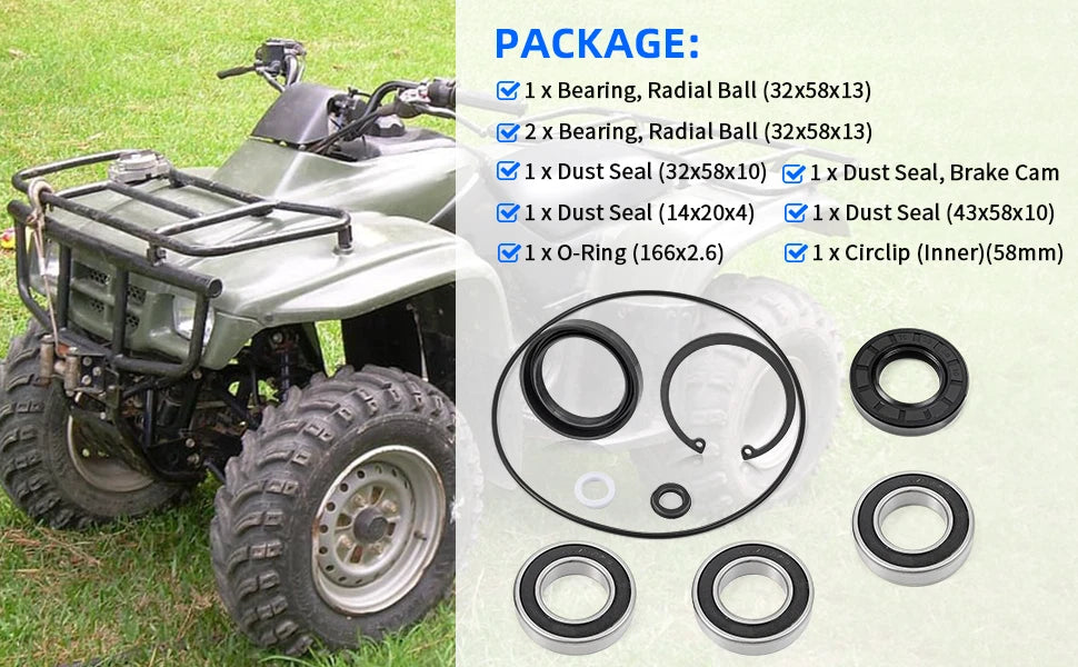 Rear Axle Bearings & Seal Rebuild Kit for Honda TRX250 Recon (1997–2017)