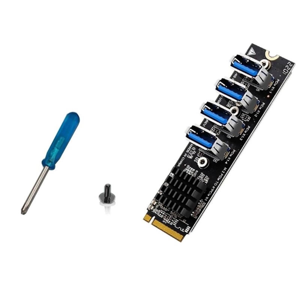 USB 3.0 PCI-E Card M.2 to PCIe Riser 4 Port Extension Adapter