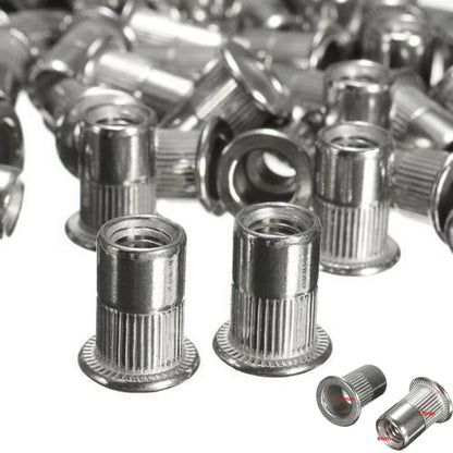 50pcs M6 Stainless Steel Flat Head Rivet Nut Inserts for