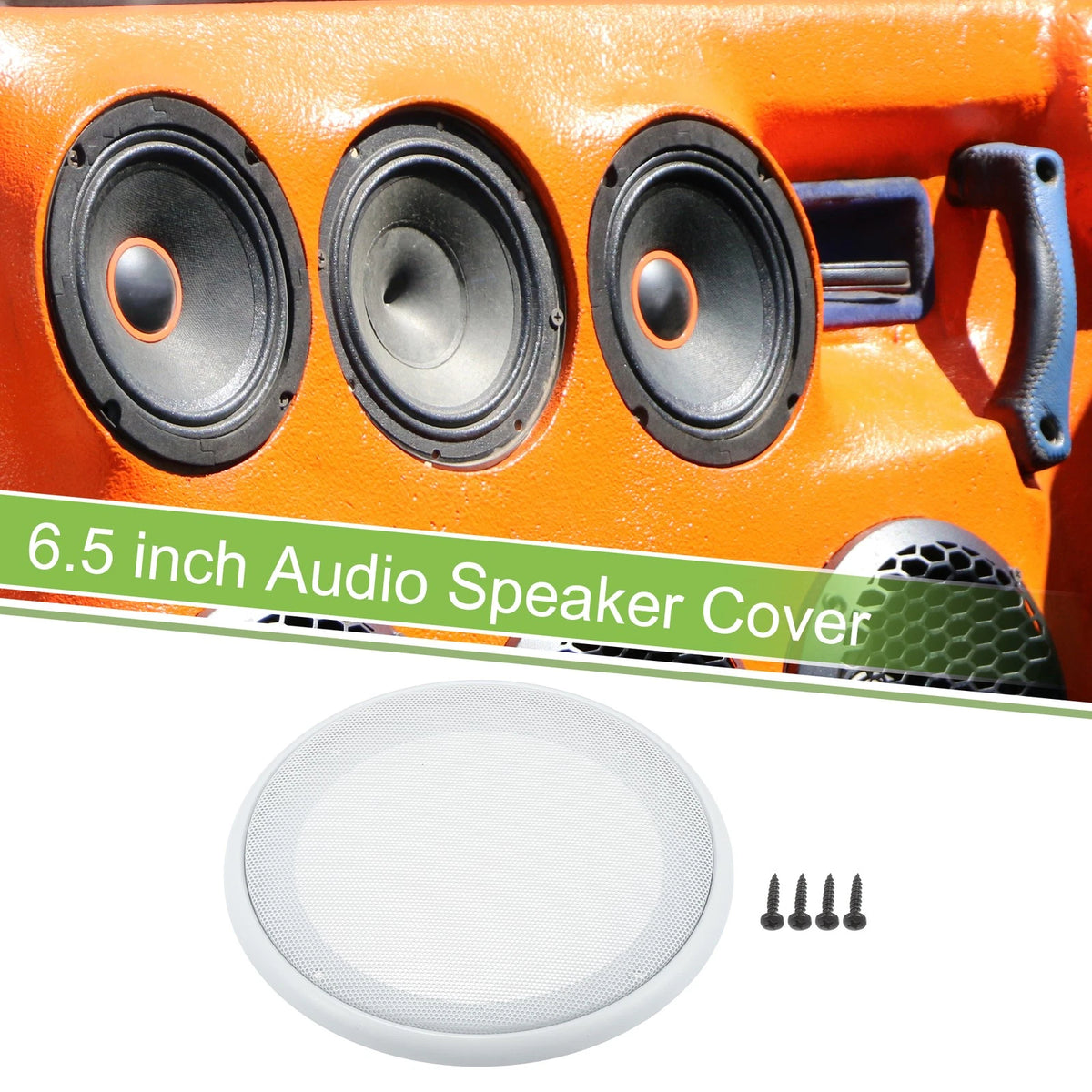 Set of 2 Speaker Grill Covers for Car Subwoofer (6.5", White)
