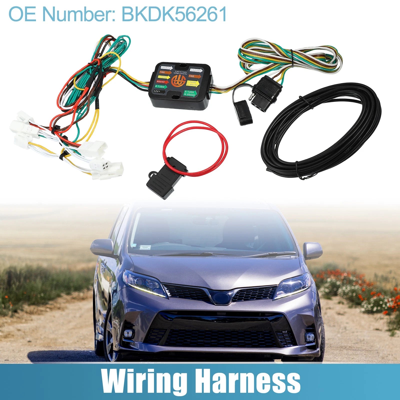 Trailer Wiring Harness 4 Pin Set for Toyota Sienna (2015–2020)