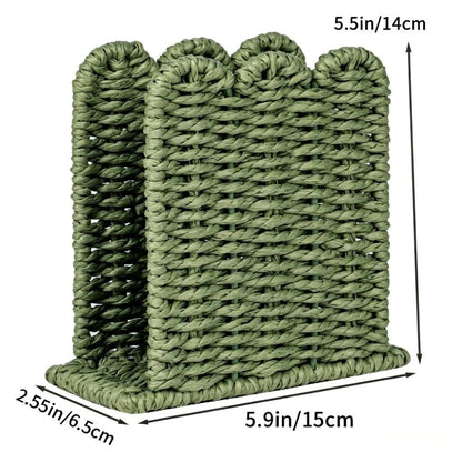 Set of 2 Handmade Paper Rope Napkin Holders for Kitchen Dining