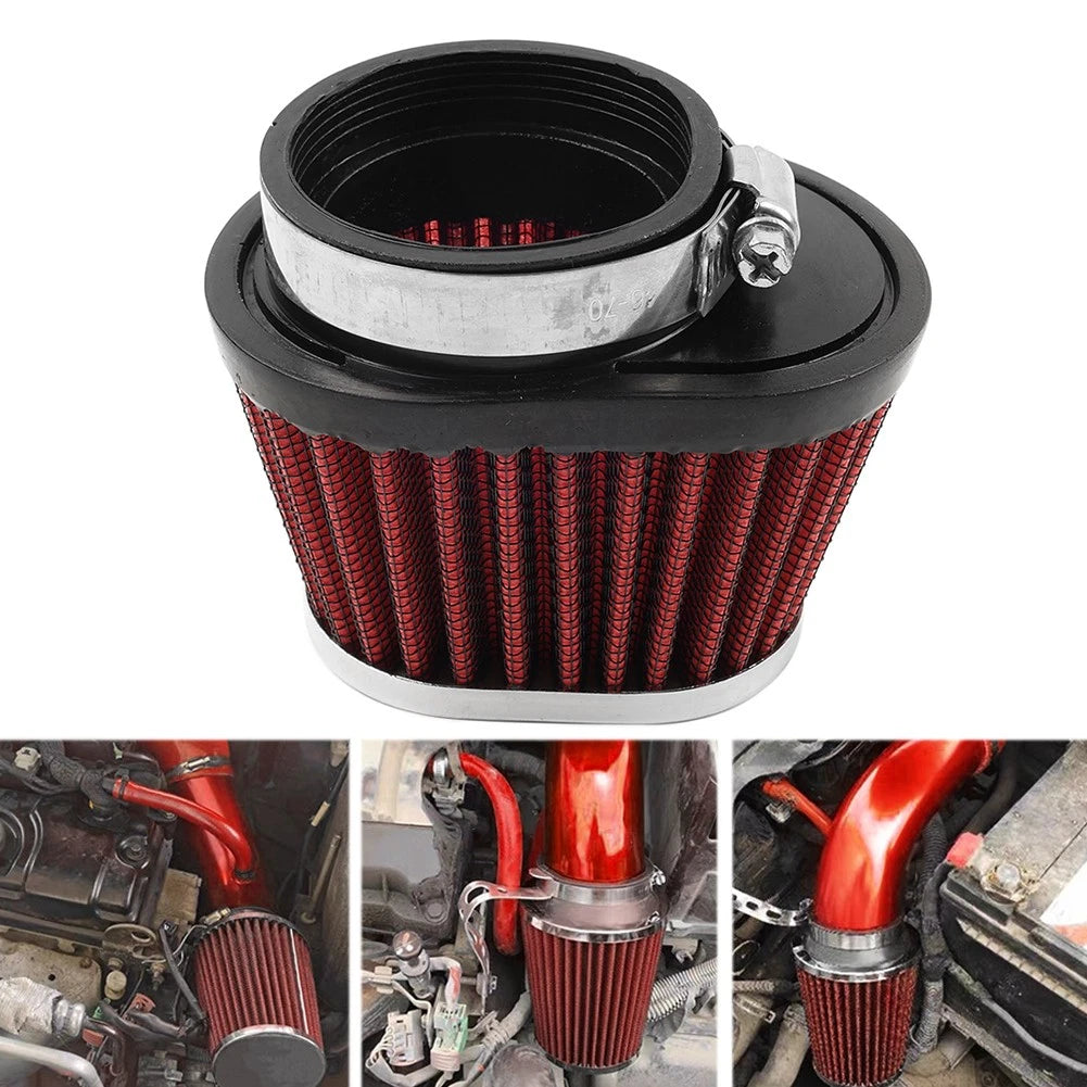 55MM 2.17" Motor Oval Air Intake Filter Cleaner Pod Washable Reusable