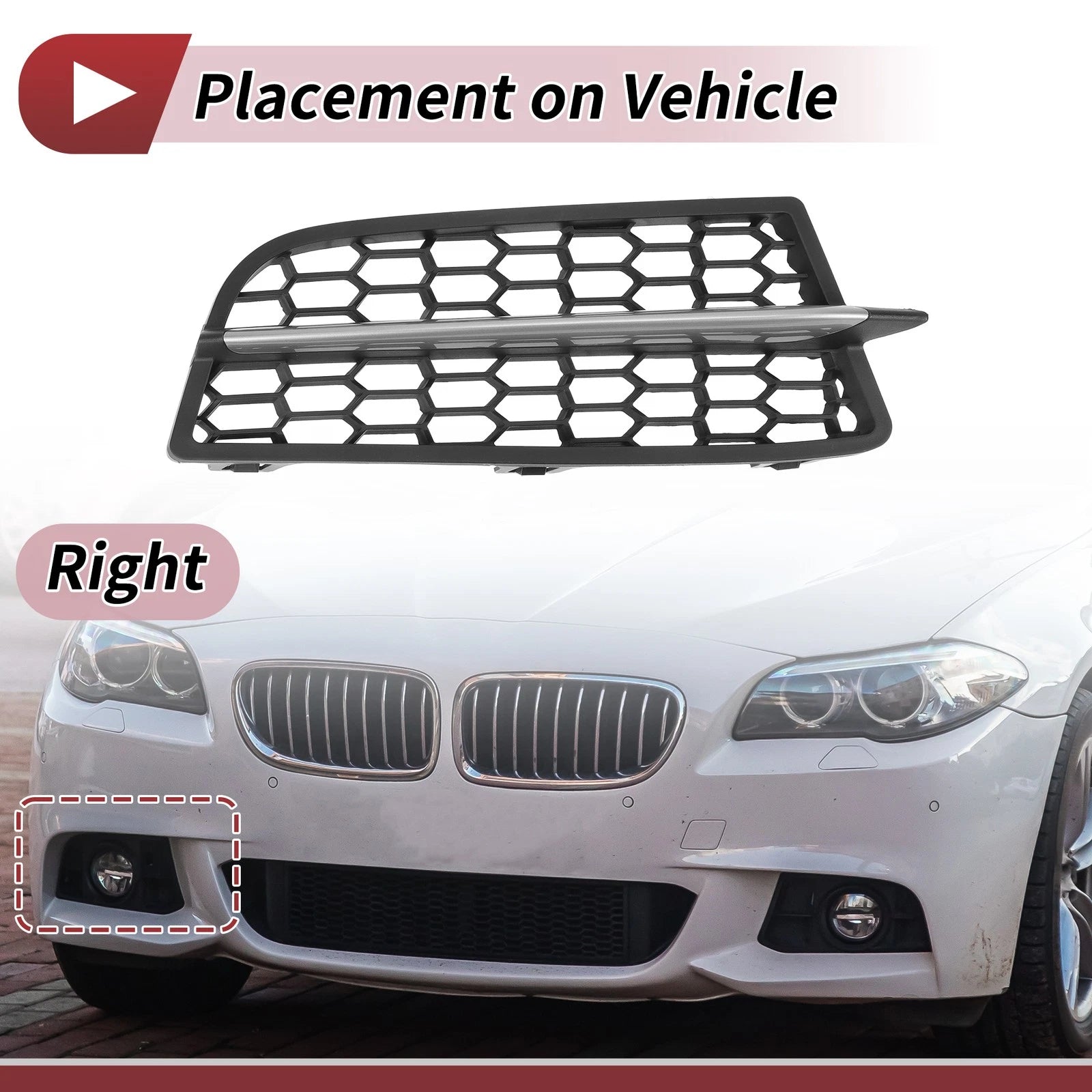 Front Right Fog Light Grill Replacement for BMW 1 Series (2011–2015)