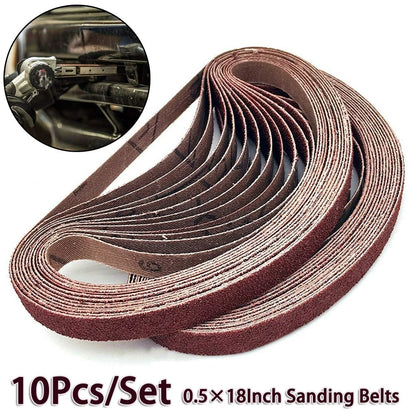 Set of 10 Sanding Belts 13x457mm 40 80 120 180 320 Grit