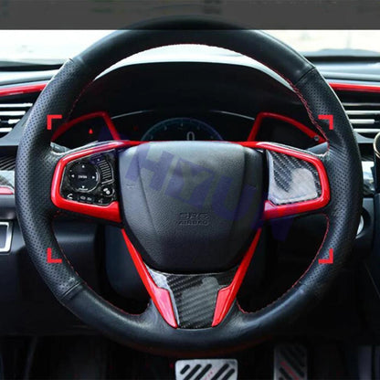 Red ABS Steering Wheel Trim Sticker for Honda Civic (2016–2019)