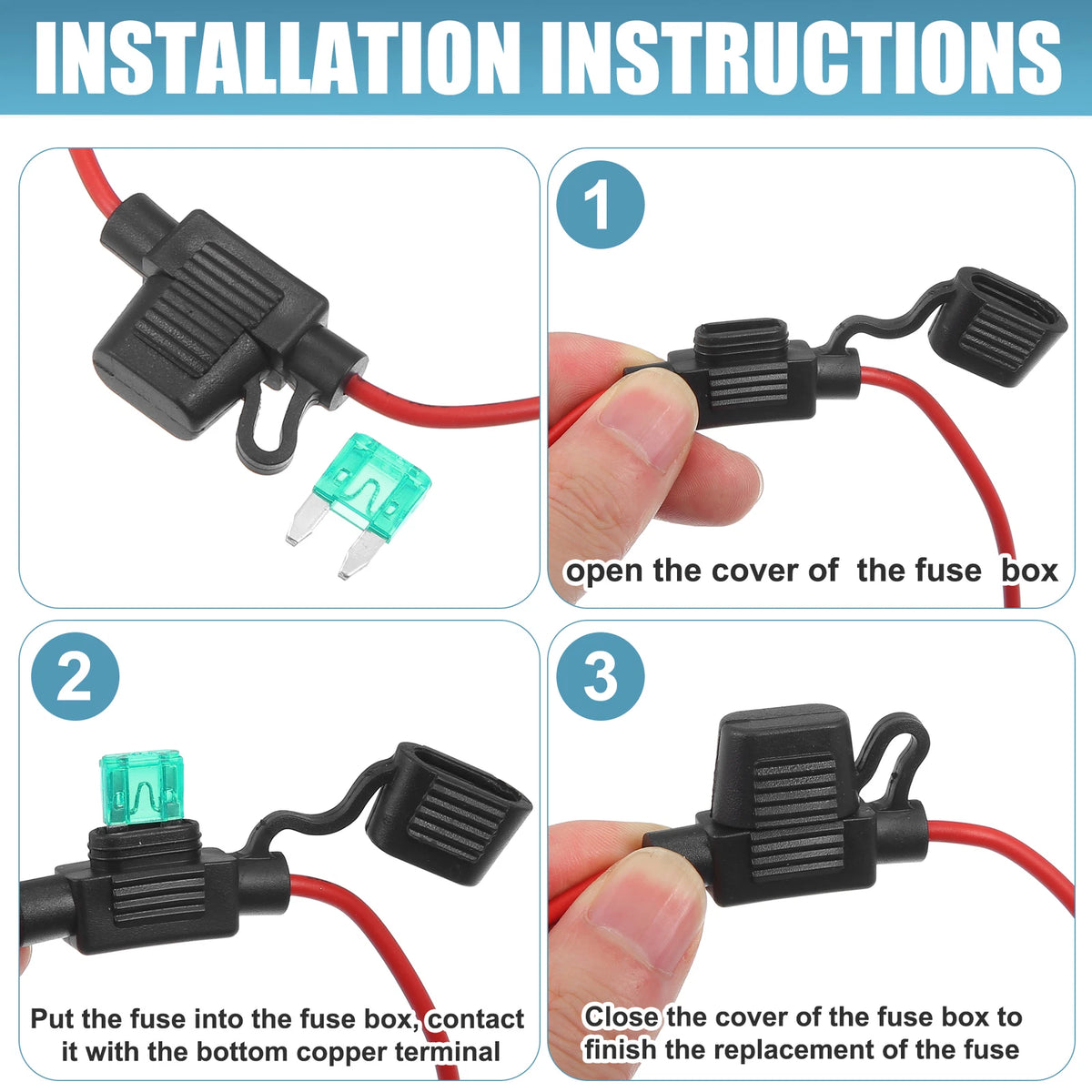 Set of 3 Inline Mini Fuse Holders for DC 12V Car ATC Blade Style (30A)