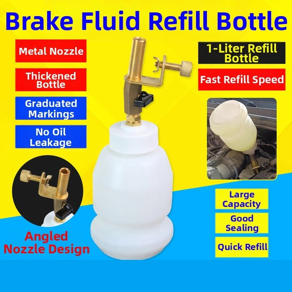 Leakproof Brake Fluid Bottle with Metal Spout and Measurement Scale