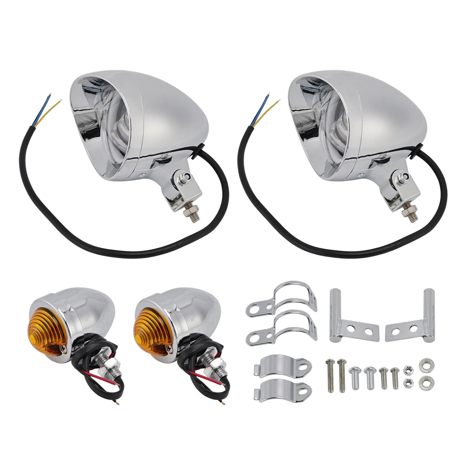 Headlight Lamp Spotlight for Motorcycle (Universal, Chrome)